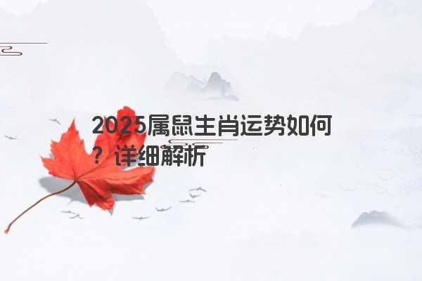 2025属鼠生肖运势如何？详细解析