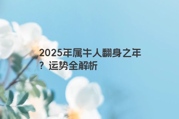 2025年属牛人翻身之年？运势全解析
