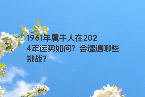 1961年属牛人在2024年运势如何？会遭遇哪些挑战？