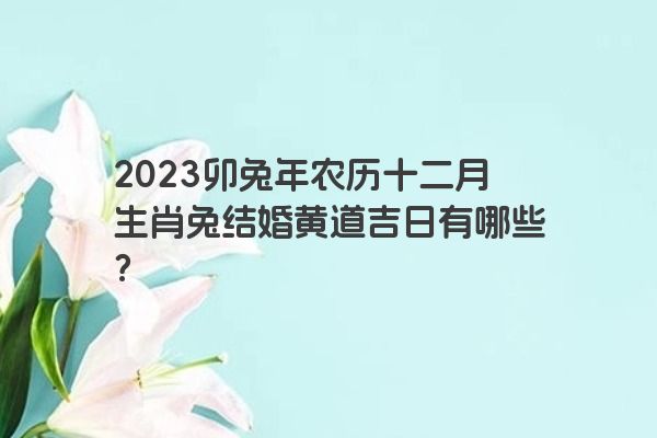 2023卯兔年农历十二月生肖兔结婚黄道吉日有哪些？