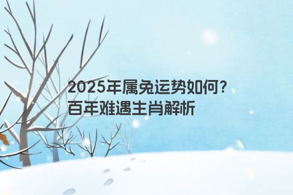 2025年属兔运势如何?百年难遇生肖解析 2025年属兔运势如何?百年难遇生肖解析