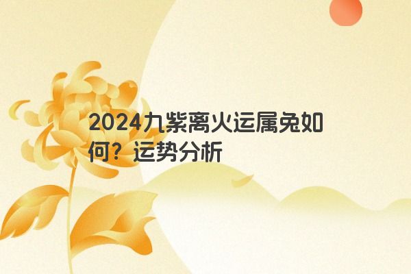 2024九紫离火运属兔如何？运势分析
