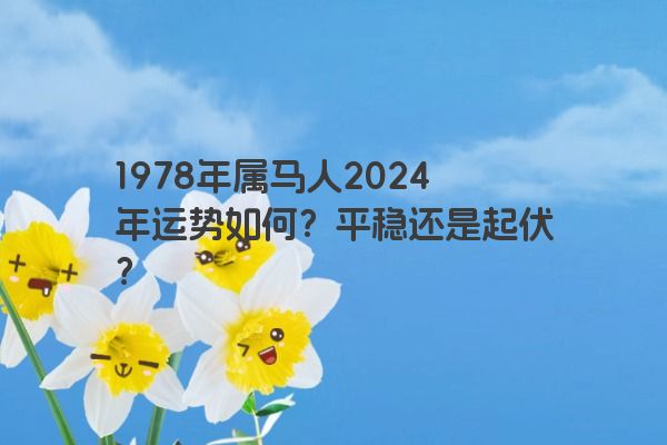 1978年属马人2024年运势如何?平稳还是起伏? 1978年属马人2024年运势如何?平稳还是起伏?