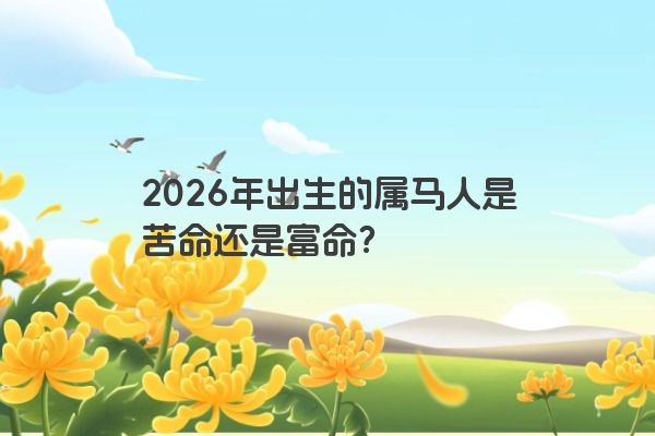 2026年出生的属马人是苦命还是富命？