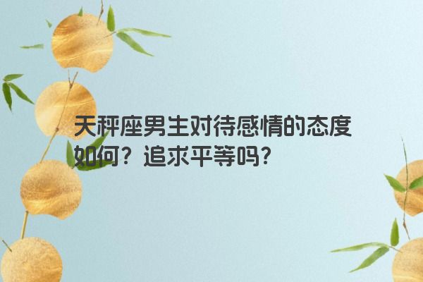 天秤座男生对待感情的态度如何？追求平等吗？