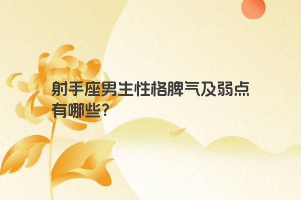 射手座男生性格脾气及弱点有哪些？