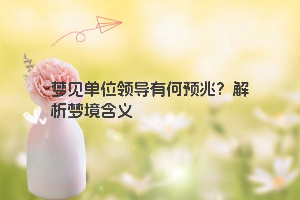 梦见单位领导有何预兆?解析梦境含义 梦见单位领导有何预兆?解析梦境含义