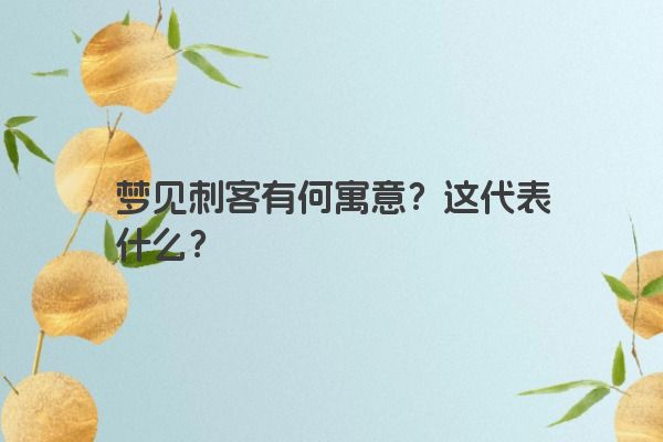 梦见刺客有何寓意？这代表什么？