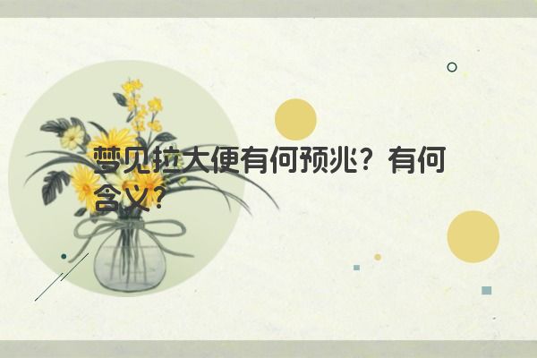 梦见拉大便有何预兆？有何含义？