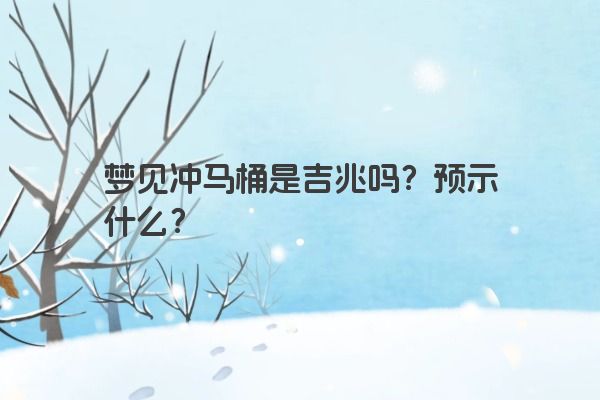 梦见冲马桶是吉兆吗?预示什么? 梦见冲马桶是吉兆吗?预示什么?